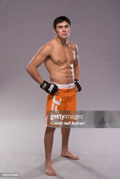 Team Werdum fighter Diego Rivas poses for a portrait on media day during filming of The Ultimate Fighter Latin America on May 15, 2014 in Las Vegas,...