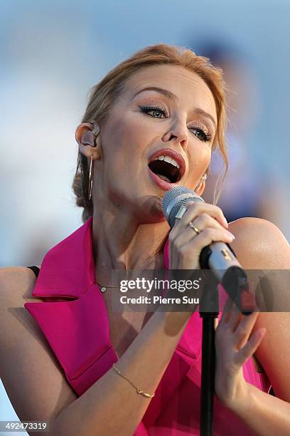 Kylie Minogue at 'le grand journal'on day 7 of the 67th Annual Cannes Film Festival on May 20, 2014 in Cannes, France.