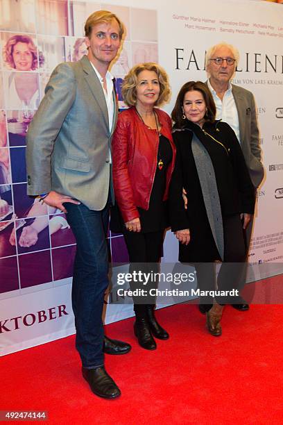 Lars Kraume, Michaela May, Hannlore Elsner and Guenther Maria Halmer attends the premiere for the film 'Familienfest' at Filmtheater am...