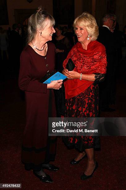Anne Tyler and Camilla, Duchess of Cornwall attend the 2015 Man Booker Prize winners reception at The Guildhall on October 13, 2015 in London,...