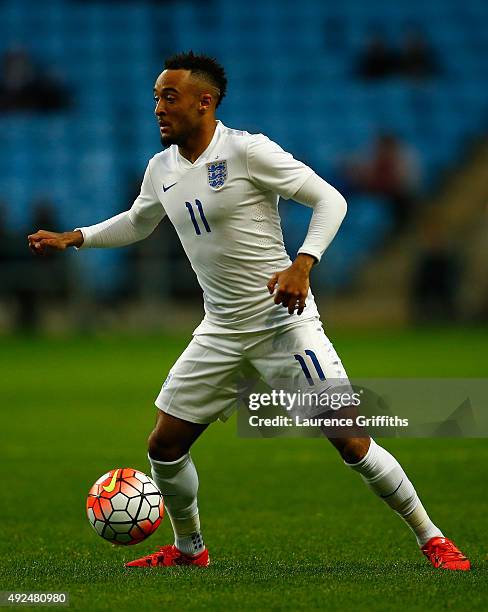 Nathan Redmond of England U21 in action during the European Under 21 Qualifier between England U-21 and Kazakhstan U-21 at Ricoh Arena on October 13,...