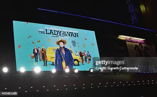 Atmopshere during the Centrepiece Gala, supported by the Mayor of London, for the premiere of 'The Lady In The Van' at Odeon Leicester Square during...