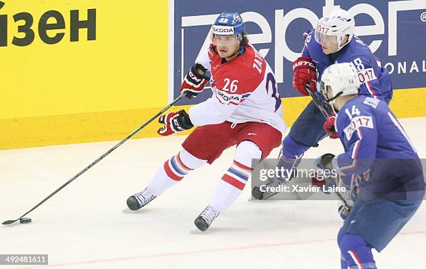 Martin Zatovic of the Czech Republic in action during the 2014 IIHF World Championship between France and Czech Republic at Chizhovka arena on May...
