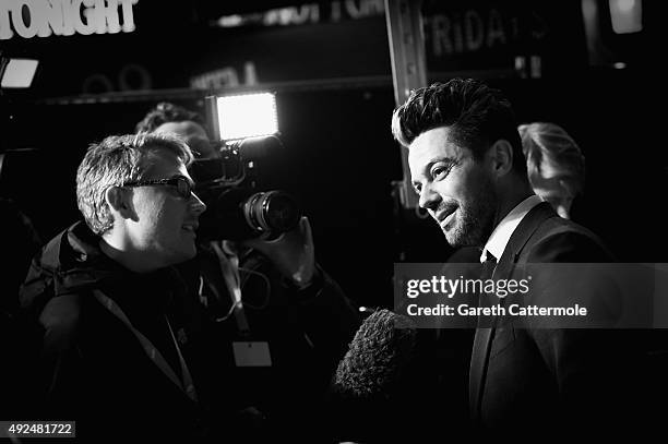 Actor Dominic Cooper attends the Centrepiece Gala, supported by the Mayor of London, for the premiere of 'The Lady In The Van' at Odeon Leicester...