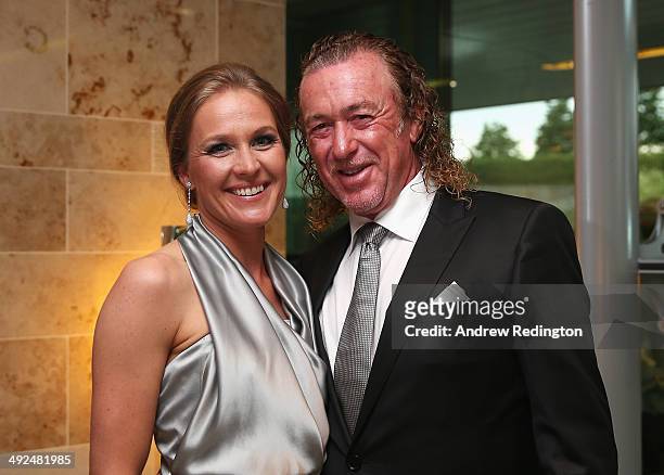 Miguel Angel Jimenez of Spain and his wife Susanna Styblo attend the European Tour Players' Awards ahead of the BMW PGA Championship at the Sofitel...