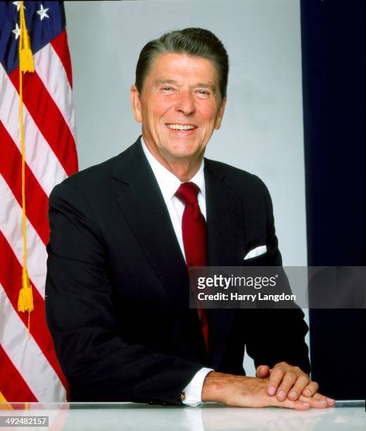 President Ronald Reagan poses for a portrait in 1980 in Los Angeles, California.