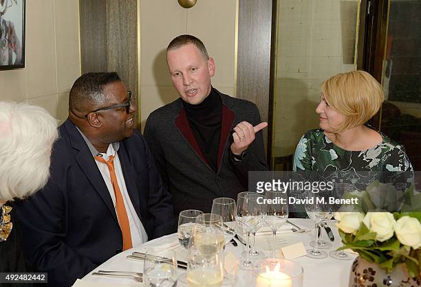Isaac Julien, David Shrigley and Kim Shrigley attend the Deconstructed Project with a private dinner hosted by Caroline Issa, David Shrigley and...