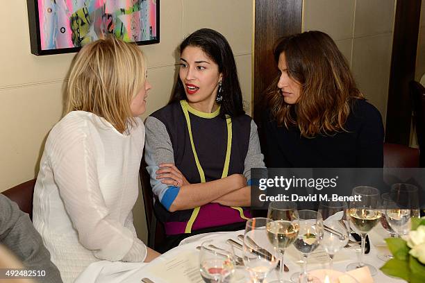 Polly Morgan, Caroline Issa and Isabelle Kountoure attend the Deconstructed Project with a private dinner hosted by Caroline Issa, David Shrigley and...