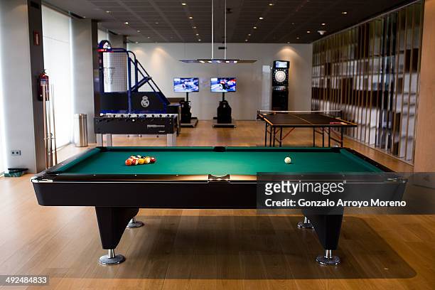 Pool table is shown in the game room inside Real Madrid First Team Residence at Valdebebas Sport City during the Real Madrid media day, ahead of the...