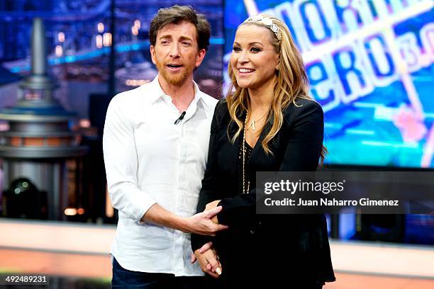 Singer Anastacia and Pablo Motos attend 'El Hormiguero' Tv show at Vertice 360 Studio on May 20, 2014 in Madrid, Spain.