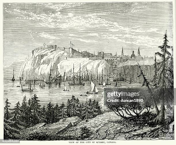 quebec, canada - people in quebec city stock illustrations