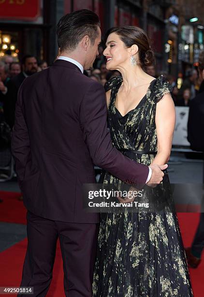 Colin Farrell and Rachel Weisz attend a screening of "The Lobster" during the BFI London Film Festival at Vue West End on October 13, 2015 in London,...