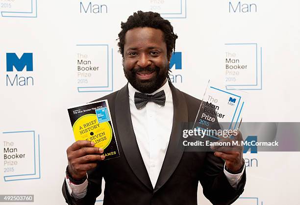 Author Marlon James named as the Winner of The 2015 Man Booker Prize for 'A Brief History of Seven Killings' at The Guildhall on October 13, 2015 in...