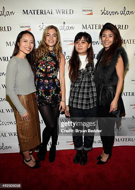 Material Wrld Co-Founder, Jie Zheng, DJ Chelsea Leyland, Connie Wang, and Material Wrld Co-Founder Rie Yano attend the Material Wrld Fashion Trade-In...