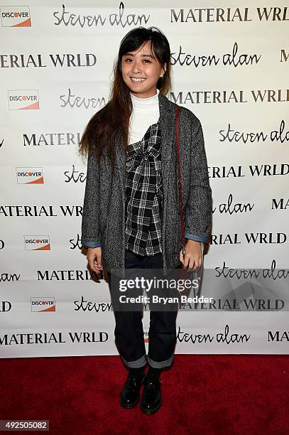 Connie Wang attends the Material Wrld Fashion Trade-In Card Launch Event at Steven Alan Chelsea Store on October 13, 2015 in New York City.
