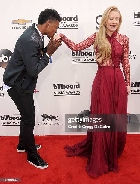 Recording artist Iggy Azalea and NBA player Nick Young arrive at the 2014 Billboard Music Awards at the MGM Grand Garden Arena on May 18, 2014 in Las...