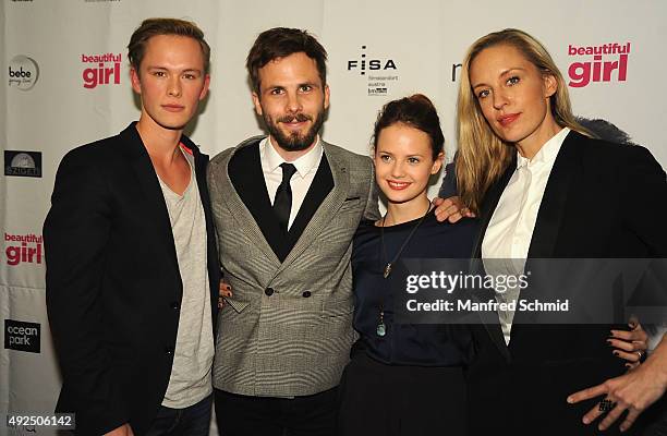 Marlon Boess, director Dominik Hartl, Jana Naomi McKinnon and Lilian Klebow pose during the 'Beautiful Girl' Vienna premiere at UCI Kinowelt...