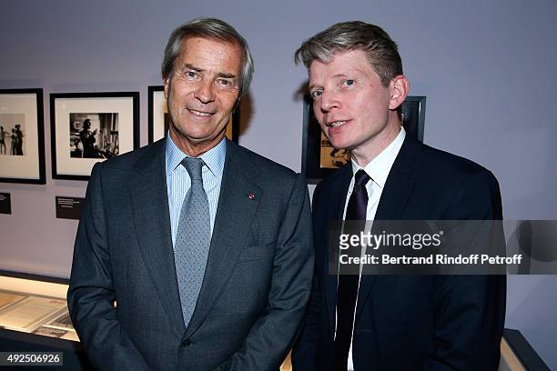 Vincent Bollore and Laurent Olleon attend the Tribute to Director Martin Scorsese at Cinematheque Francaise on October 13, 2015 in Paris, France.