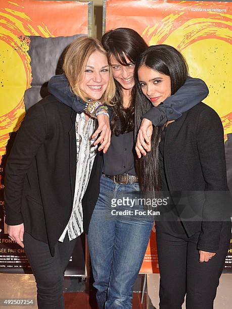 Actress Emilie Dequenne, director Camille Fontaine and actress Hafsia Herzi attend 'Par Accident' Premiere At UCC Cite Cine Des Halles on October 13,...