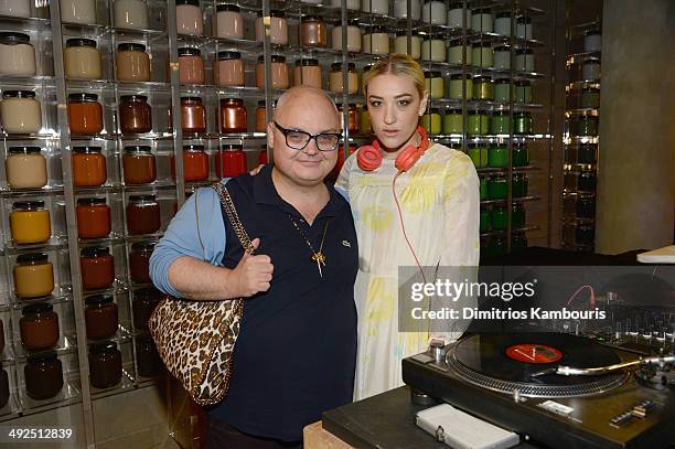 Editorial director of PAPER magazine Mickey Boardman and DJ Mia Moretti attend the MAC Cosmetics launch of their collaboration with Lorde at the MAC...