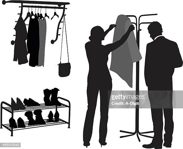 coming and going - woman dressing stock illustrations