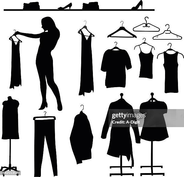 clothes collection - gray coat stock illustrations