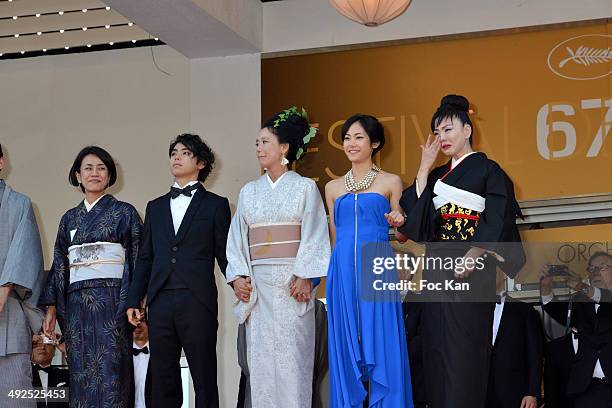 Jun Murakami, Nijiro Murakami, Naomi Kawase, Jun Yoshinaga and Miyuki Matsuda attend the'Futatsume No Mado' premiere during the 67th Annual Cannes...