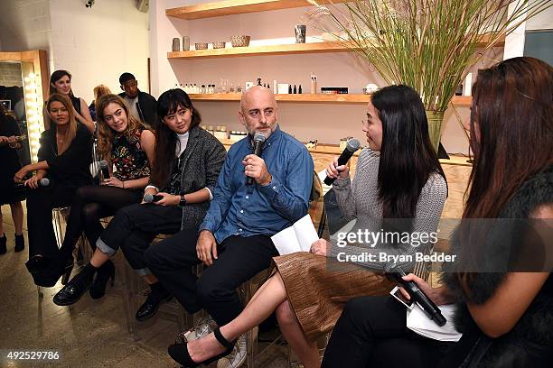 Jenne Lombardo, DJ Chelsea Leyland, Connie Wang, Steven Alan, Material Wrld Co-Founders, Jie Zheng and Rie Yano speak at the Material Wrld Fashion...