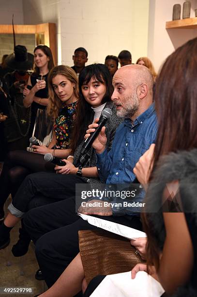 Chelsea Leyland, Connie Wang, Steven Alan, Material Wrld Co-Founders, Jie Zheng and Rie Yano speak at the Material Wrld Fashion Trade-In Card Launch...