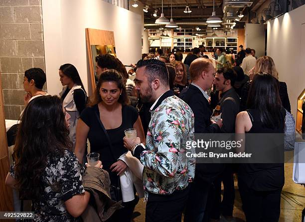 Guests attend the Material Wrld Fashion Trade-In Card Launch Event at Steven Alan Chelsea Store on October 13, 2015 in New York City.