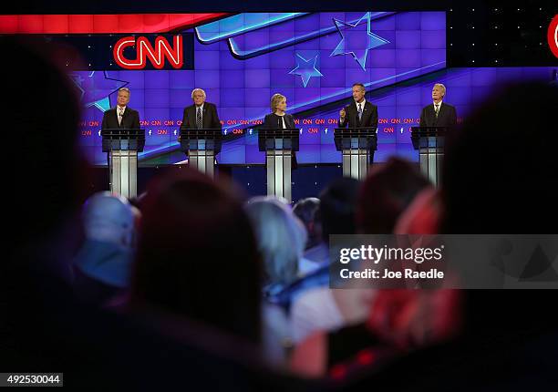 Democratic presidential candidates Jim Webb, Sen. Bernie Sanders , Hillary Clinton, Martin O'Malley and Lincoln Chafee take part in presidential...