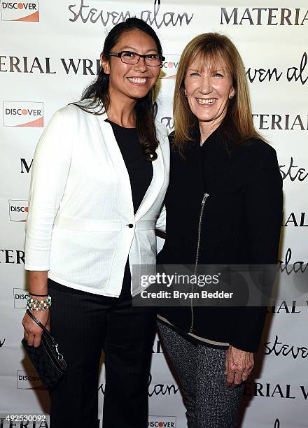 Claudia Schaefer and Patricia Mcpeek attend the Material Wrld Fashion Trade-In Card Launch Event at Steven Alan Chelsea Store on October 13, 2015 in...