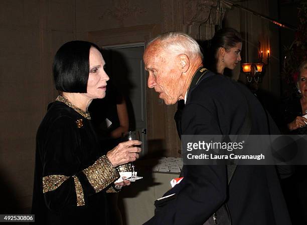 Designer Mary McFadden and New York Times photographer Bill Cunningham attend the Casita Maria Fiesta 2015 at The Plaza Hotel on October 13, 2015 in...