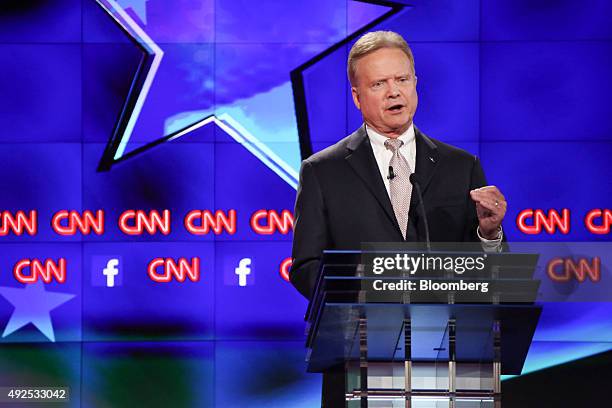 Jim Webb, former Senator from Virginia, participates in the first Democratic presidential debate at the Wynn Las Vegas resort and casino in Las...