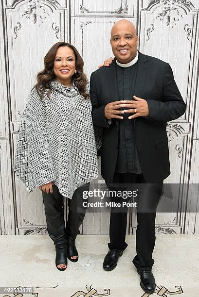 Justine Simmons and Joseph 'Rev Run' Simmons attend AOL BUILD presents: Rev Run and Justine Simmons at AOL Studios In New York on October 13, 2015 in...