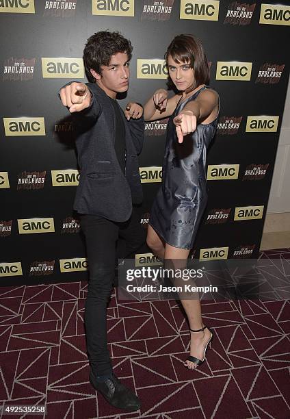 Actor Aramis Knight and actress Ally Ioannides attend a screening of AMC's "Into The Badlands" at The London West Hollywood on October 13, 2015 in...