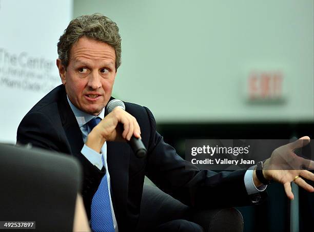 Timothy Geithner in conversation with Julianna Goldman about his book "Stress Test: Reflections on Financial Crisis" presented by Books and Books at...