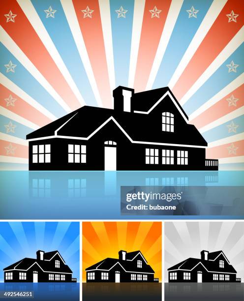 residential building set with stars - reflection window black stock illustrations