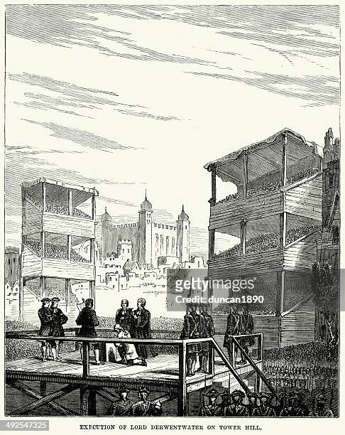 execution of lord derwentwater on tower hill - london 18th century stock illustrations