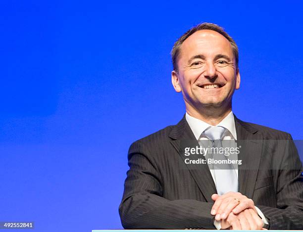 Jim Hagemann Snabe, supervisory board member of SAP AG, reacts during the software company's annual general meeting in Mannheim, Germany, on...