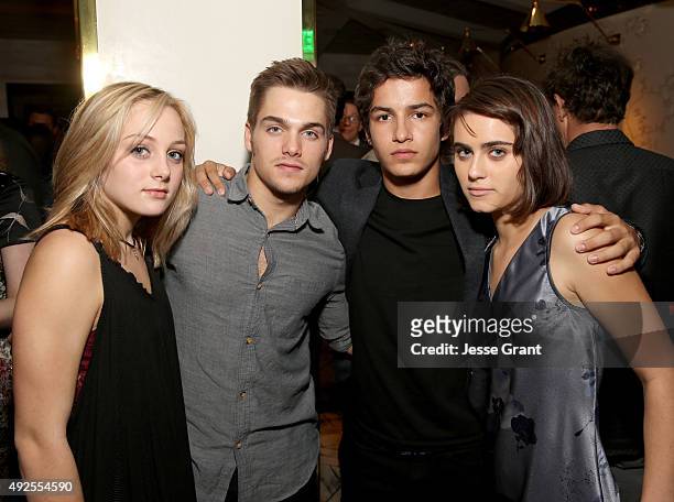 Actors Ellery Sprayberry, Dylan Sprayberry, Aramis Knight, and Ally Ioannides attend AMC's "Into The Badlands" Premiere on October 13, 2015 in West...