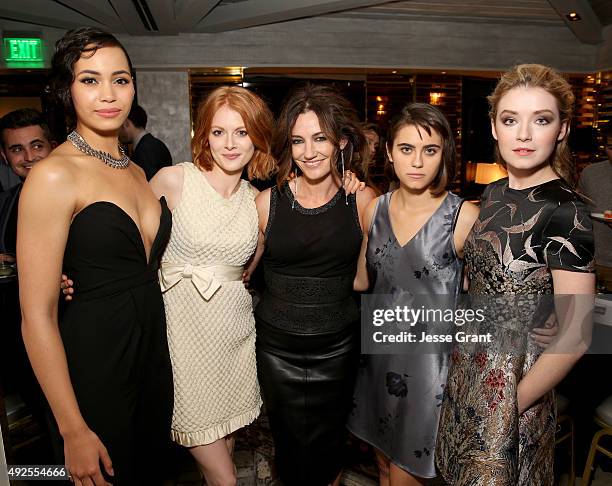 Actresses Madeleine Mantock, Emily Beecham, Orla Brady, Ally Ioannides, and Sarah Bolger attend AMC's "Into The Badlands" Premiere on October 13,...