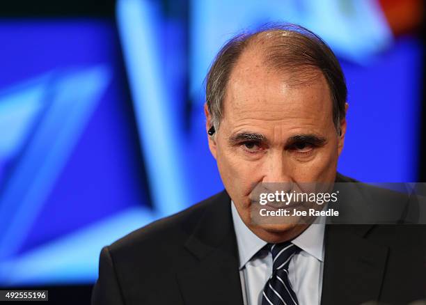 Political analyst David Axelrod attends a Democratic presidential debate sponsored by CNN and Facebook at Wynn Las Vegas on October 13, 2015 in Las...