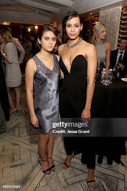 Actresses Ally Ioannides and Madeleine Mantock attend AMC's "Into The Badlands" Premiere on October 13, 2015 in West Hollywood, California.
