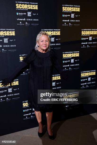 French fashion designer Agnes B. Poses as she arrives at the Cinematheque Francaise for the opening of an exhibiton dedicated to the work of US...