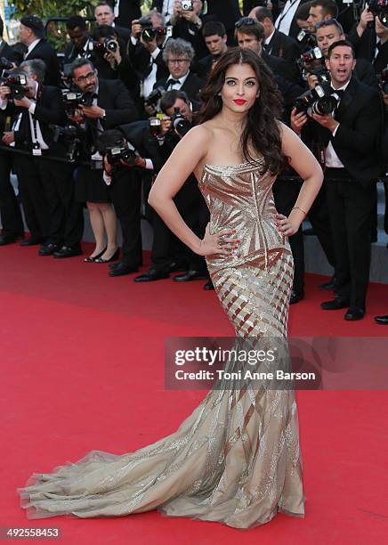 Aishwarya Rai attends the "Two Days, One Night" premiere at the 67th Annual Cannes Film Festival on May 20, 2014 in Cannes, France.