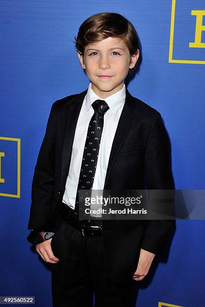 Jacob Tremblay arrives at the Premiere of A24's 'Room' at Pacific Design Center on October 13, 2015 in West Hollywood, California.