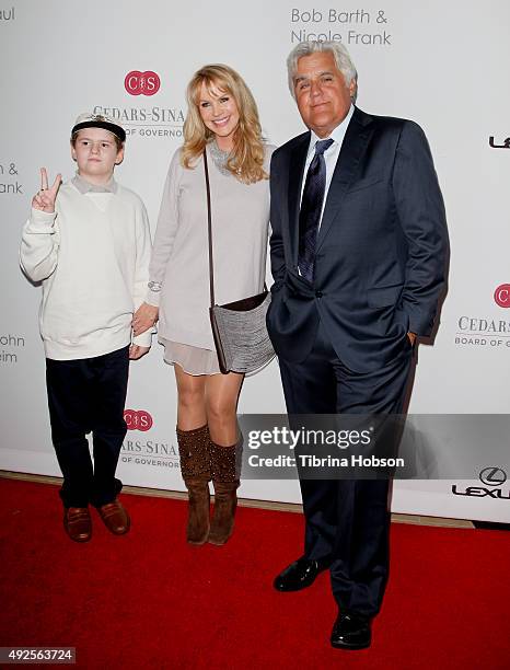 Smokey Child, Joan Dangerfield and Jay Leno attend the Cedars-Sinai Board of Governors Gala at The Beverly Hilton Hotel on October 13, 2015 in...