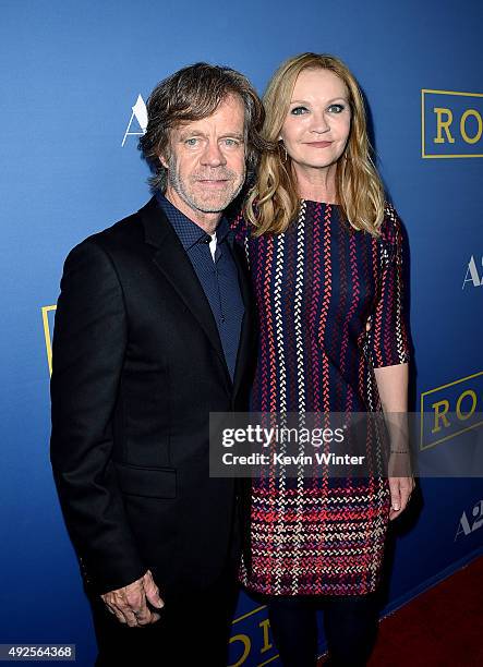 Actors William H. Macy and Joan Allen arrive at the premiere of A24's "Room" at the Pacific Design Center on October 13, 2015 in West Hollywood,...