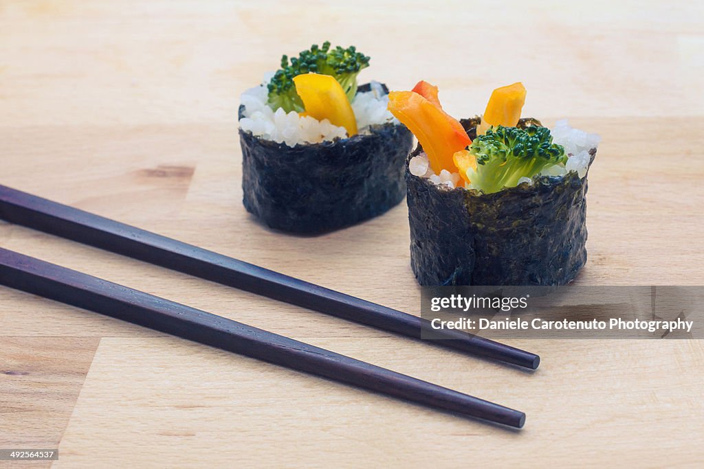 Maki and chopsticks